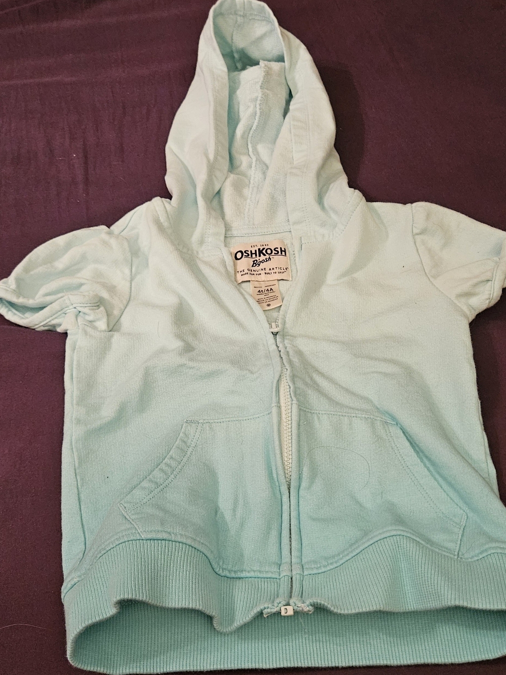 OshKosh B'gosh Girls' Light Aqua Hooded Zip-Up Top